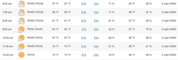 Men's race weather as of 12 11